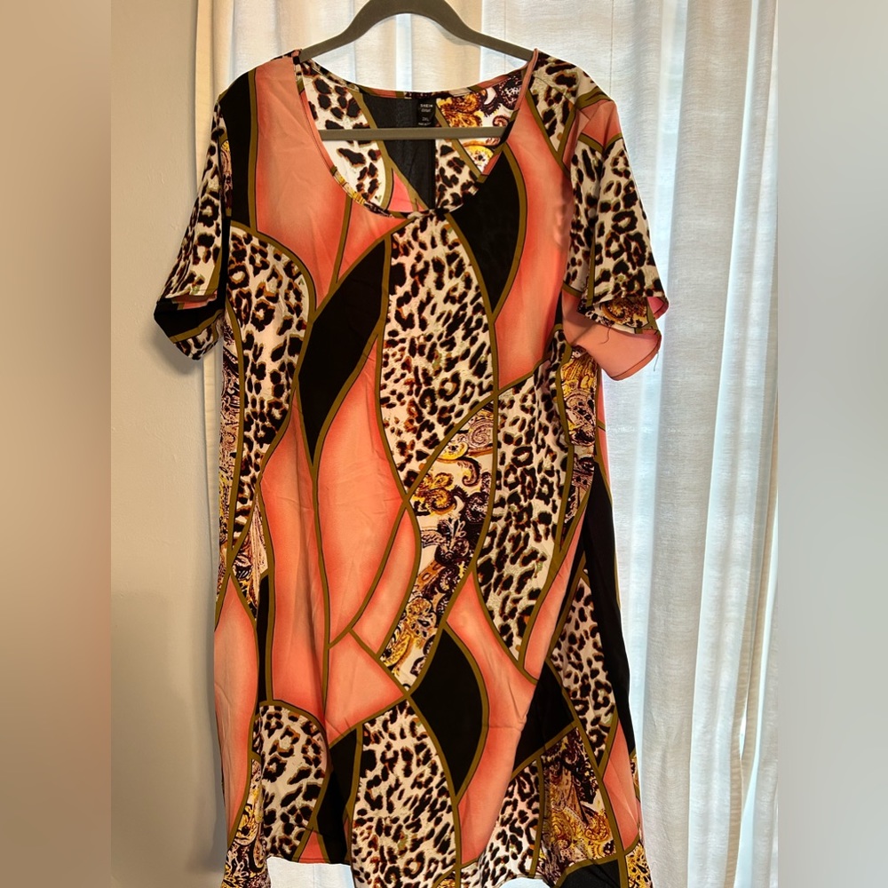 Black and pink leopard dress -2x